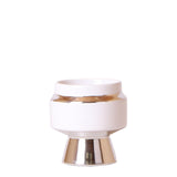 Kolibri Home | Le Chic bloempot - Witte keramieken sierpot met zilveren details - Ø6cm - plantforyou.nl