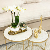 Kolibri Home | Le Chic bloempot - Witte keramieken sierpot met gouden details - Ø9cm - plantforyou.nl