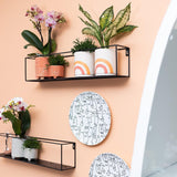 Kolibri Home | Rainbow peach bloempot - Crème keramieken sierpot met print - plantforyou.nl