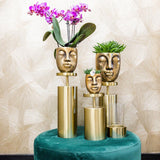 Kolibri Home | Face to face bloempot - Gouden keramieken sierpot Ø6cm - plantforyou.nl