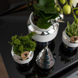 Kolibri Home | Le Chic bloempot - Witte keramieken sierpot met zilveren details - Ø9cm - plantforyou.nl