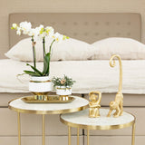 Kolibri Home | Le Chic bloempot - Witte keramieken sierpot met gouden details - Ø6cm - plantforyou.nl