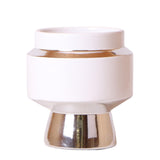 Kolibri Home | Le Chic bloempot - Witte keramieken sierpot met zilveren details - Ø9cm - plantforyou.nl
