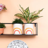 Kolibri Home | Rainbow peach bloempot - Crème keramieken sierpot met print - plantforyou.nl