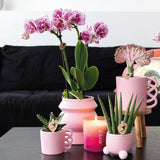 Kolibri Home | Happy Mug roze bloempot - roze keramieken sierpot - Ø9cm - plantforyou.nl